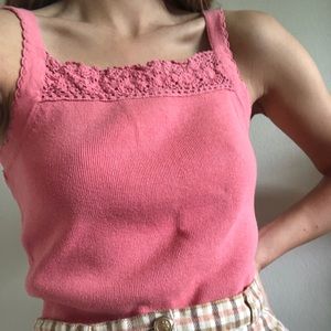 Vintage Pink Crochet Tank